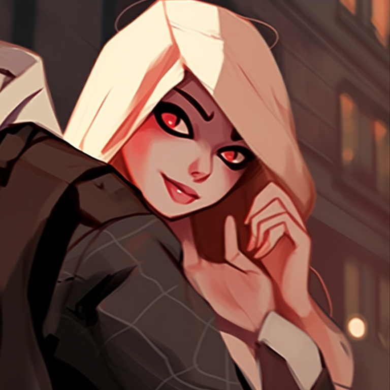 Spiderman and Gwen in matching vigilante outfits, detailed webs and radiant colors. spiderman and gwen matching pfp pfp for discord.