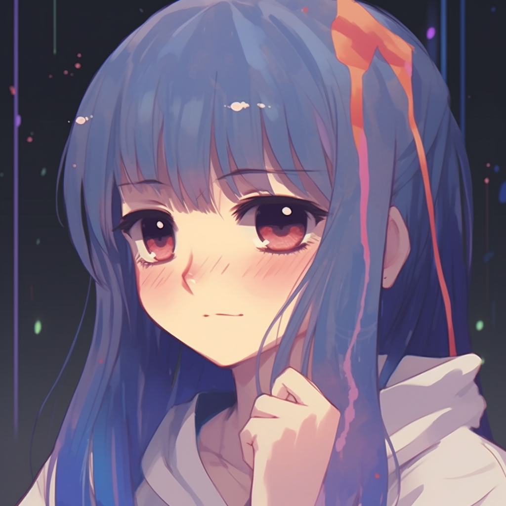Anime girl with visible signs of sadness, vibrant colors and detailed shading. sad anime characters pfp pfp for discord.