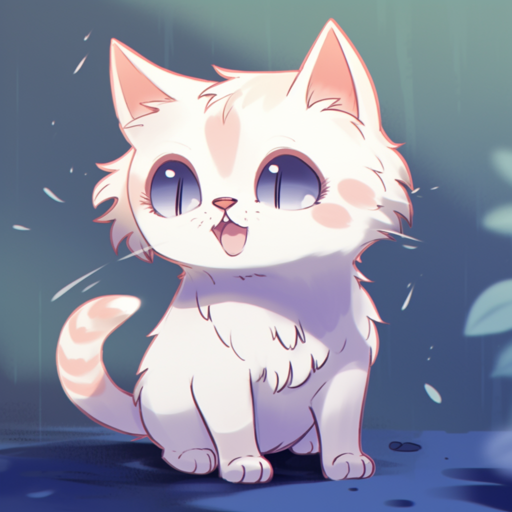 Cute chibi anime cat, oversized head and wide eyes, emphasizing cuteness. entirely cute anime cat pfp