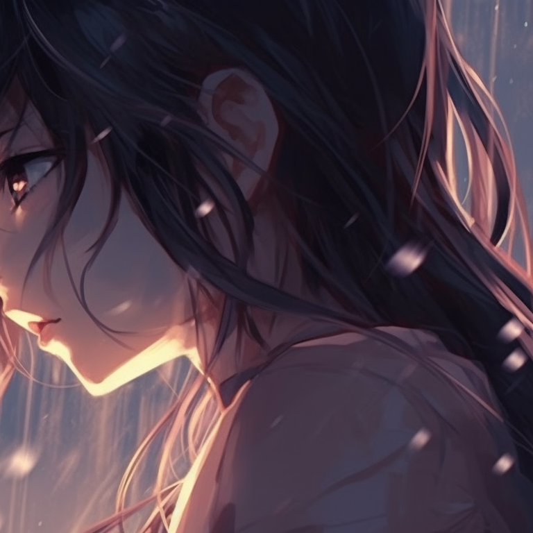 Two characters under a night sky, whimsical moonlight and flowing hair, fingers interlocked. nifty couple matching pfp pfp for discord.