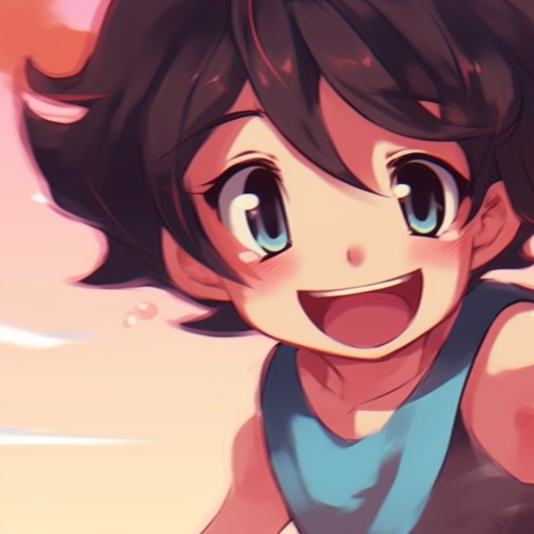 Two characters silhouetted against a colorful sunset, warm tones, engaging in a soft conversation. matching pfp for besties cartoon style pfp for discord.