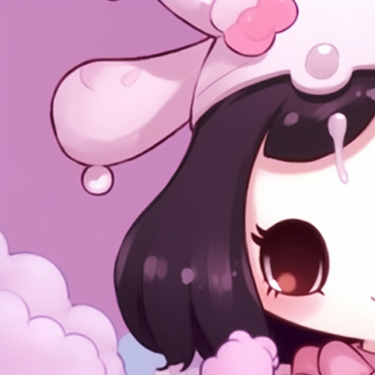 Kuromi and My Melody, pastel colors and gentle expressions, standing side by side. sanrio captivating matching pfp pfp for discord.
