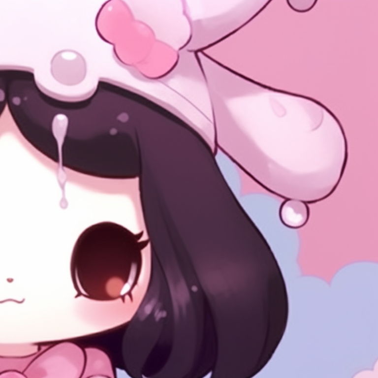 Kuromi and My Melody, pastel colors and gentle expressions, standing side by side. sanrio captivating matching pfp pfp for discord.