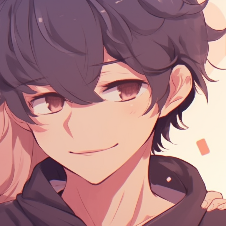 Two characters, celestial theme, eyes mirroring stars, sharing a scarf. kawaii anime matching pfp couple pfp for discord.