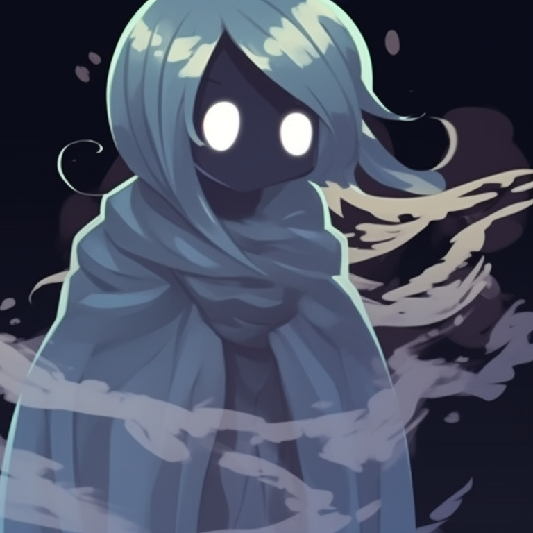 Two ghost characters, ethereal and semi-transparent design, floating side-by-side. matching pfp not cringe halloween theme ghost pfp for discord.