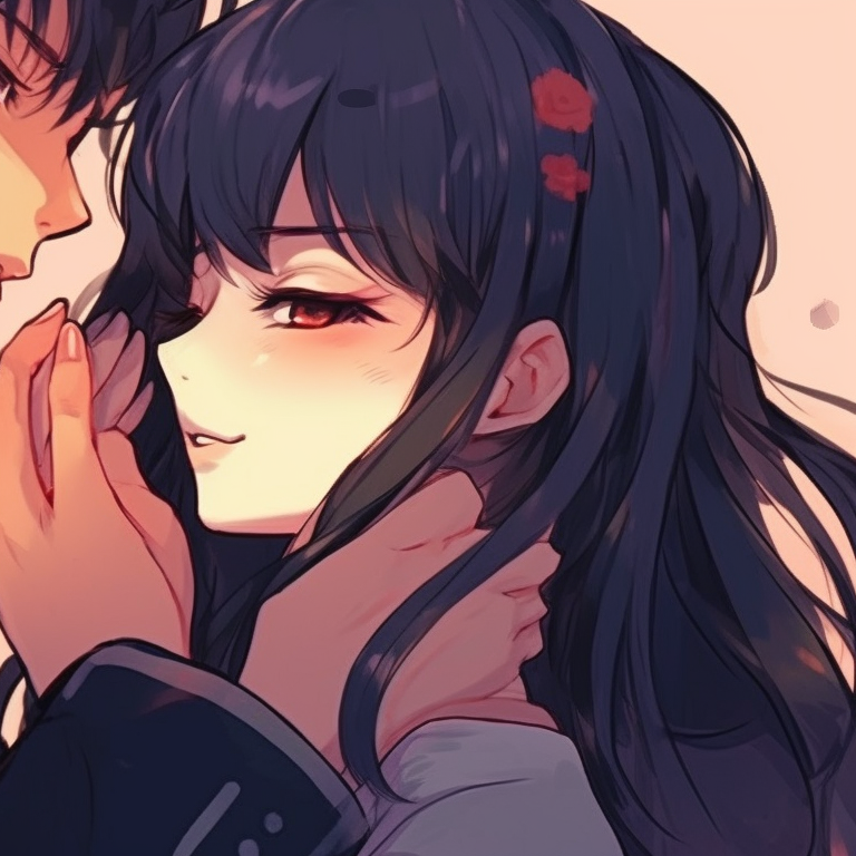 Two female characters standing next to each other, muted colors, wearing training outfits. matching anime couple pfp pfp for discord.