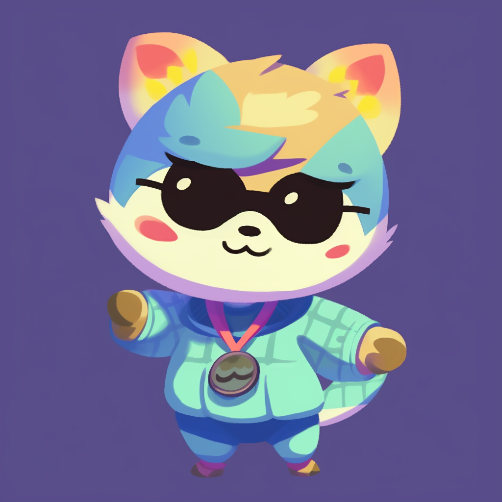 K.K. Slider in a hilarious serenade pose, bright color palette and dynamic composition. animal crossing pfp humorous