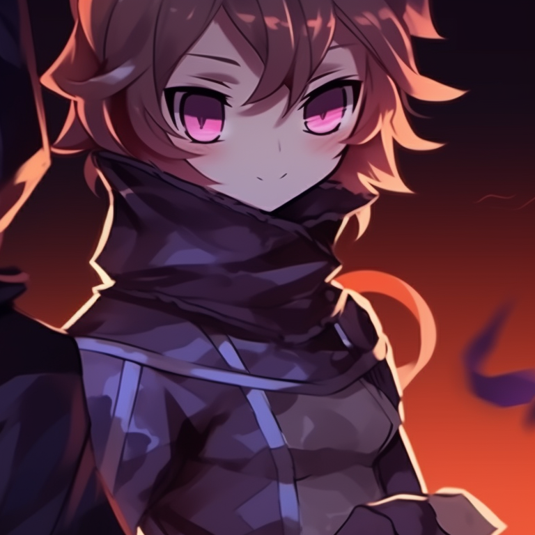 Two characters in matching haunter costumes, wispy lines and shadowy colors. halloween themed pfp for pairs pfp for discord.