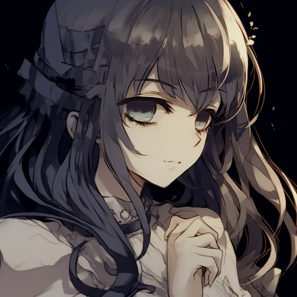 Close-up shot focusing on the anime girl's eyes, featuring vibrant colors and detailed lines. intriguing girl anime pfp