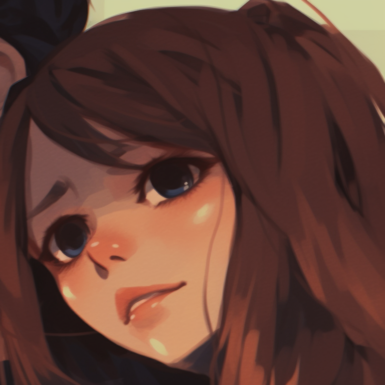 Two characters, coy smiles and light colors, subtly leaning towards each other. pfp matching non-anime couples pfp for discord.