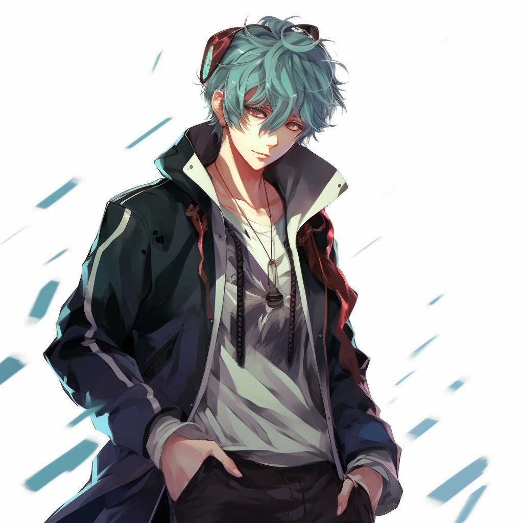 Anime guy sporting glasses, intricate detailing on the spectacles and warm tones. anime guys pfp unique pfp for discord.