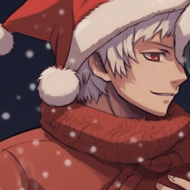 Itachi and Kisame, wearing symbolic Christmas scarves, rich colors and dramatic shadows. perfect naruto christmas match-up pfp pfp for discord.