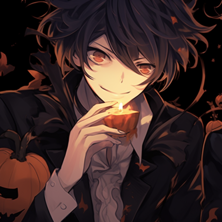 Two characters, sinister smirks and hollow eyes, back-to-back with an ominous glow surrounding them. jjk matching pfp halloween theme ideas pfp for discord.