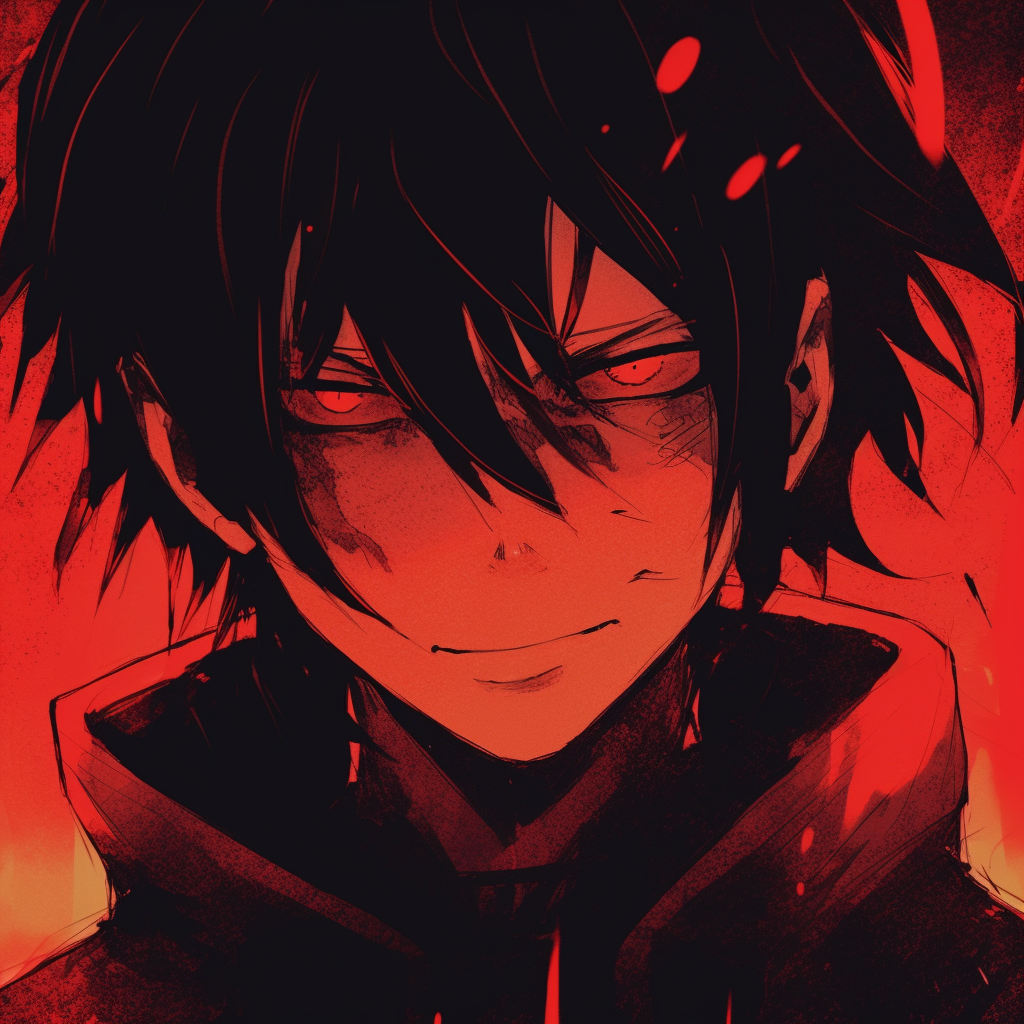 Sasuke's profile depicted in vivid red tones, offers a sense of intensity and energy. vibrant red pfp