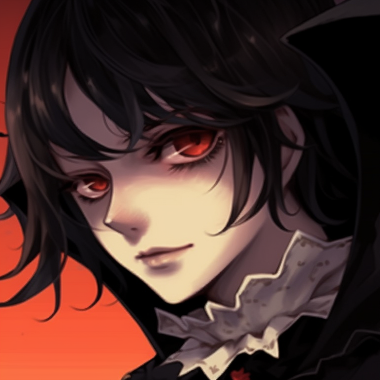 Two anime characters depicted as midnight phantom lovers, monochrome palette creating a ghostly effect. spooky anime couples halloween themed profile pictures pfp for discord.