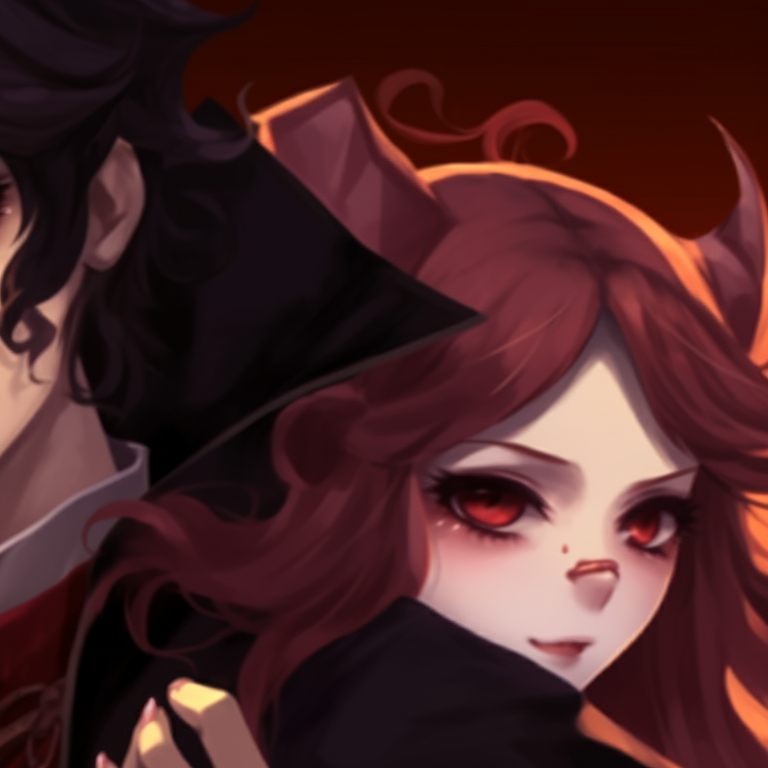 Halloween themed characters with pumpkin masks, vibrant and warm color pallet creative hot matching pfp halloween theme pfp for discord.