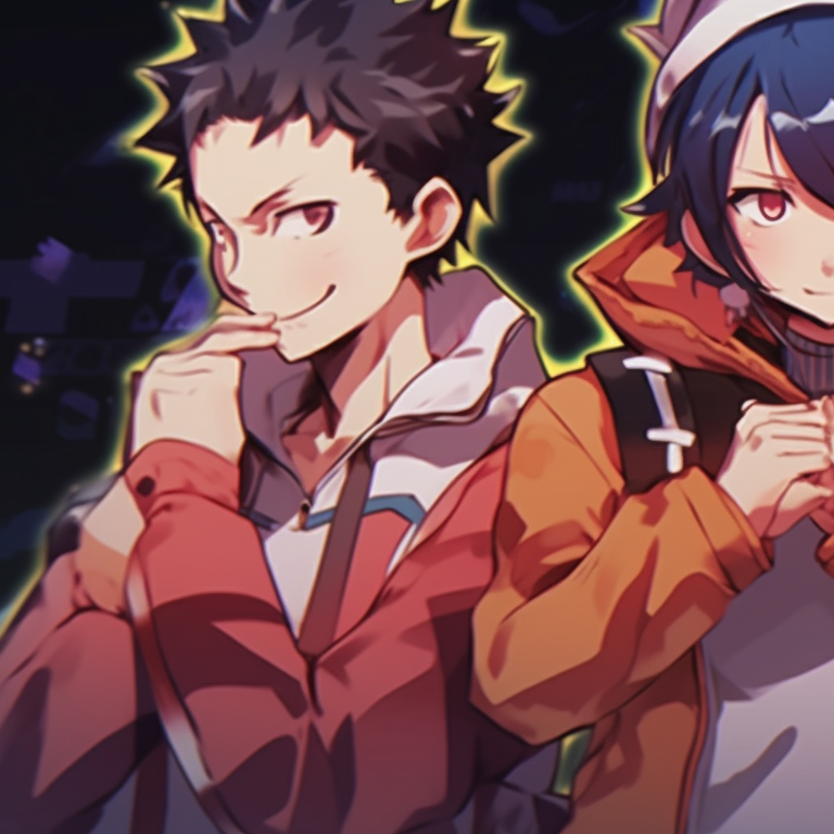 Four characters in sports attire, bold colors and dynamic poses. boyish matching pfp for 4 friends pfp for discord.