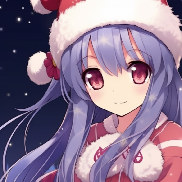 Characters riding in a sleigh, dynamic pose, and wintery background. adorable matching anime girl christmas pfp ideas pfp for discord.