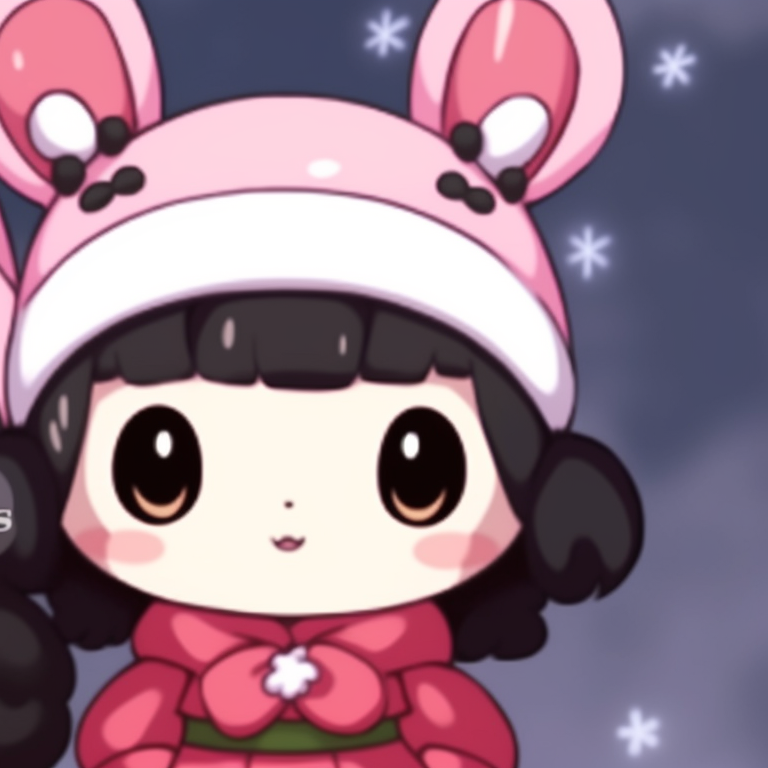 My Melody and Kuromi in reindeer outfits, playful expressions and warm colors. charming my melody and kuromi matching christmas images pfp for discord.