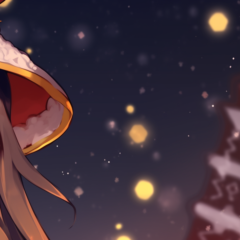 Megumin casting Christmas-themed magic, cool tones with splashy special effects. megumin christmas pfp collection pfp for discord.