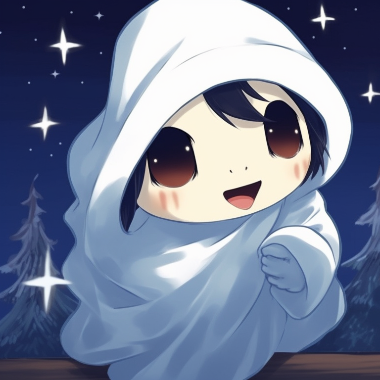Ghost characters in a snowy setting, icy hues and fluffy texture details. matching christmas pfp ghost icons pfp for discord.