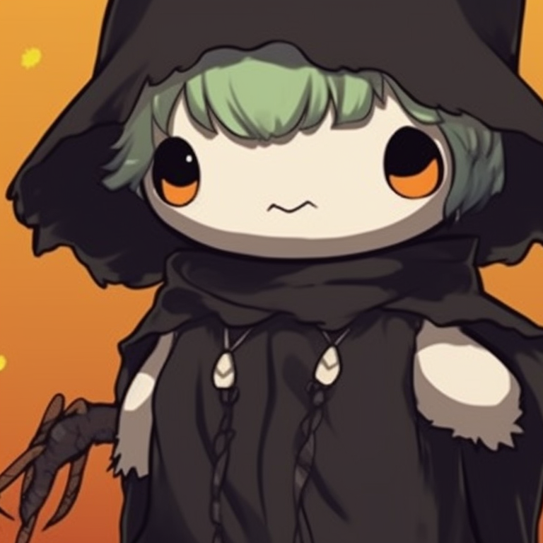 Two characters transformed into Halloween-themed animals, detailed art style with eerie atmospheres. unique halloween theme animal pfps pfp for discord.