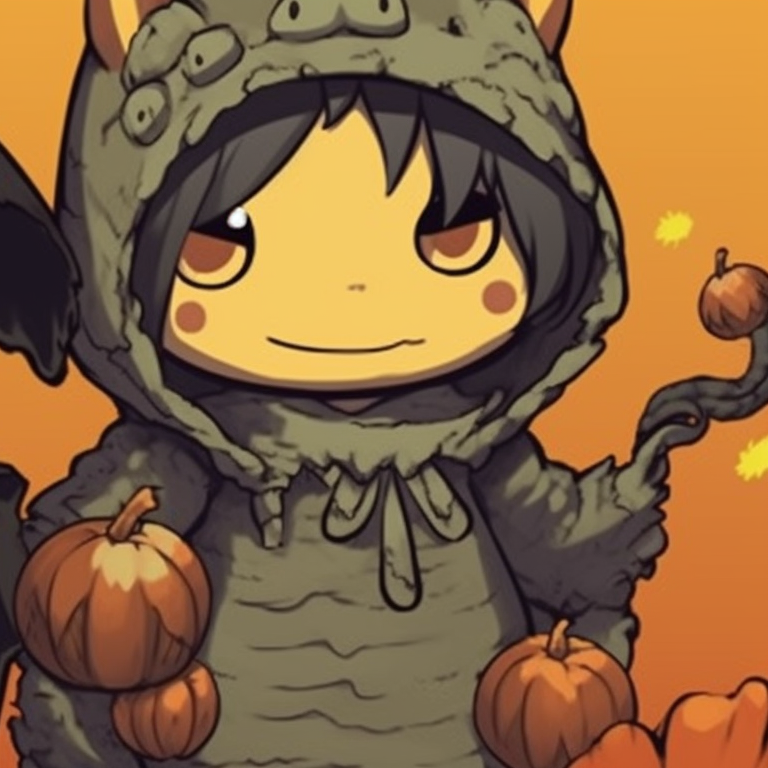 Two characters transformed into Halloween-themed animals, detailed art style with eerie atmospheres. unique halloween theme animal pfps pfp for discord.