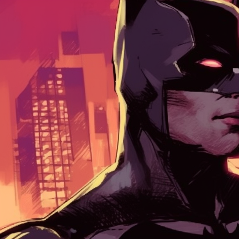 Batman and Catwoman in soft neon highlights, with Gotham City as the silhouette backdrop. batman and catwoman theme for pfp pfp for discord.