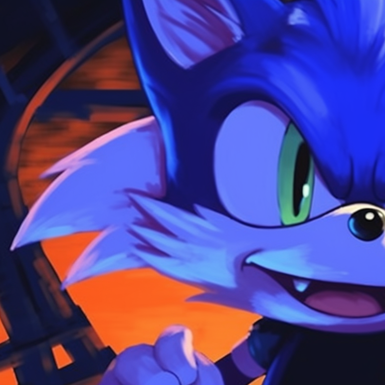 Sonic and Tails depicted as demons, set against a dark background with contrasting fiery highlights. spooky sonic and tails matching pfp pfp for discord.