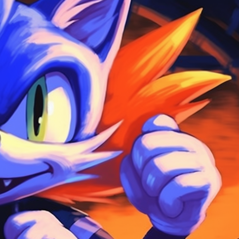 Sonic and Tails depicted as demons, set against a dark background with contrasting fiery highlights. spooky sonic and tails matching pfp pfp for discord.