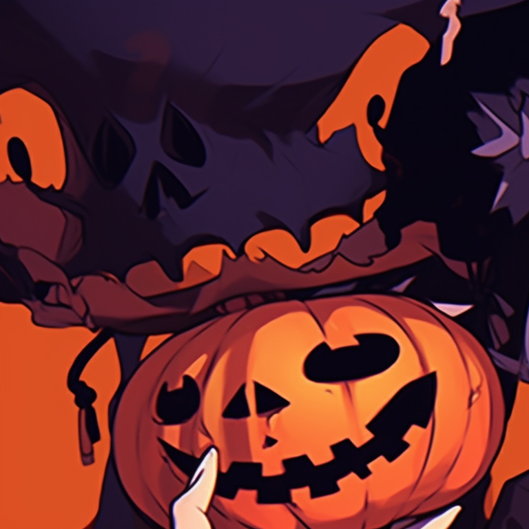 Characters interacting, brilliant use of autumn colours and Halloween touches. matching anime pfp gif halloween theme collection pfp for discord.