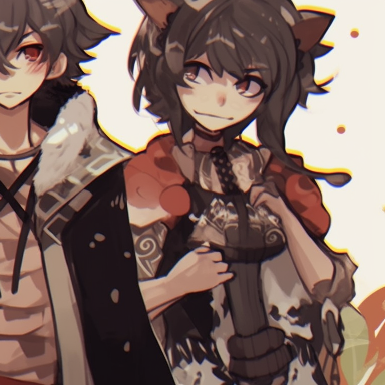 Three characters with magical features, bright highlights and pastel undertones, eyes meeting. famous matching trio pfp characters pfp for discord.