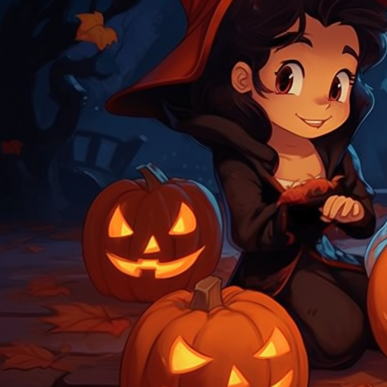 Two Disney royals, adorned in luxurious Halloween-themed attires, deep hues and delicate details. disney halloween matching pfp collection pfp for discord.