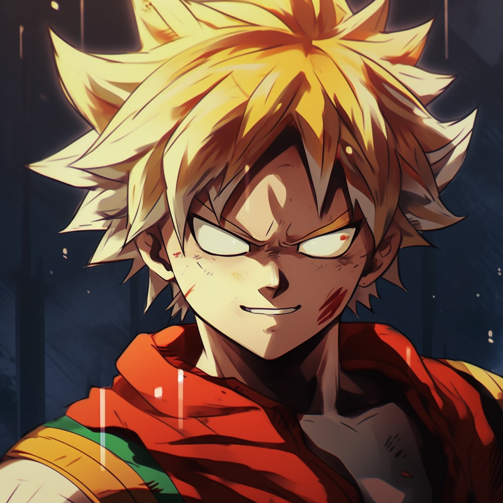 Goku from Dragon Ball Z in Super Saiyan 2 form, dynamic lines and bold highlights. popular anime characters pfp