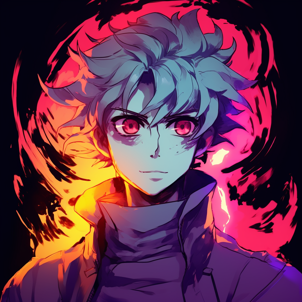 Tanjiro Kamado with a glowing aura, bright and bold color palette top-tier glowing anime pfp selection