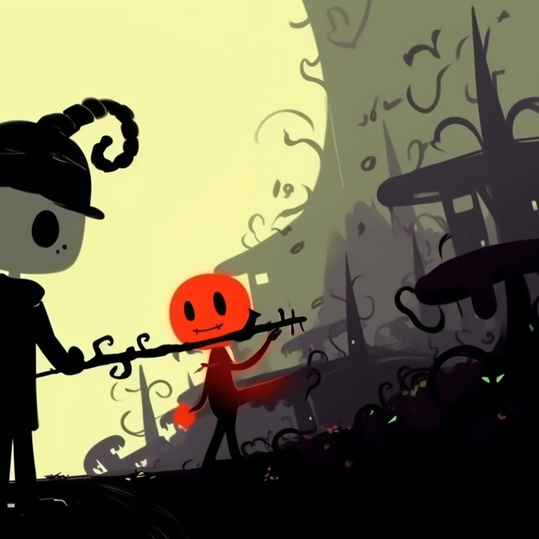 Two stickman characters dressed as spooky beings, one as a vampire and the other as a werewolf, with distinct accessories and cool toned colours. halloween themed stickman pfp pfp for discord.