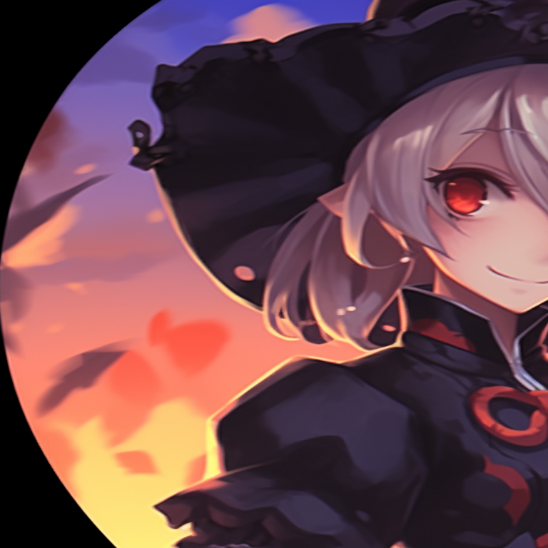 Close-up of two characters, vivid colors accentuating their festive attire. genshin inspired halloween matching pfp pfp for discord.