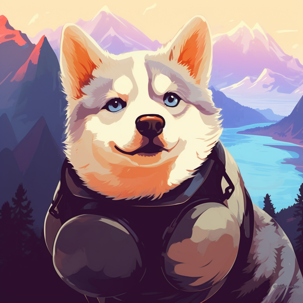 A resting Husky puppy, minimalist design and mono-tone palette. cute canine pfp pfp for discord.
