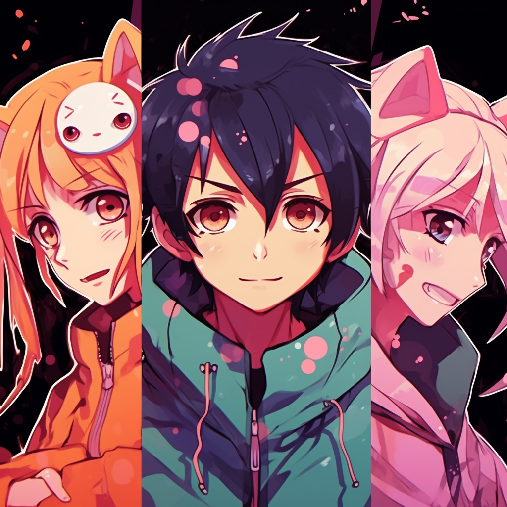 Focused depiction of Naruto's Team 7, showcasing individual abilities with fine texture and detail. anime 3 matching pfp popular choices