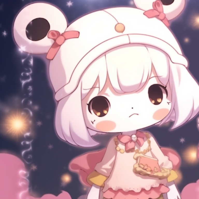 My Melody characters, saturated hues, sharing a Christmas pudding. unique matching my melody pfp for christmas pfp for discord.