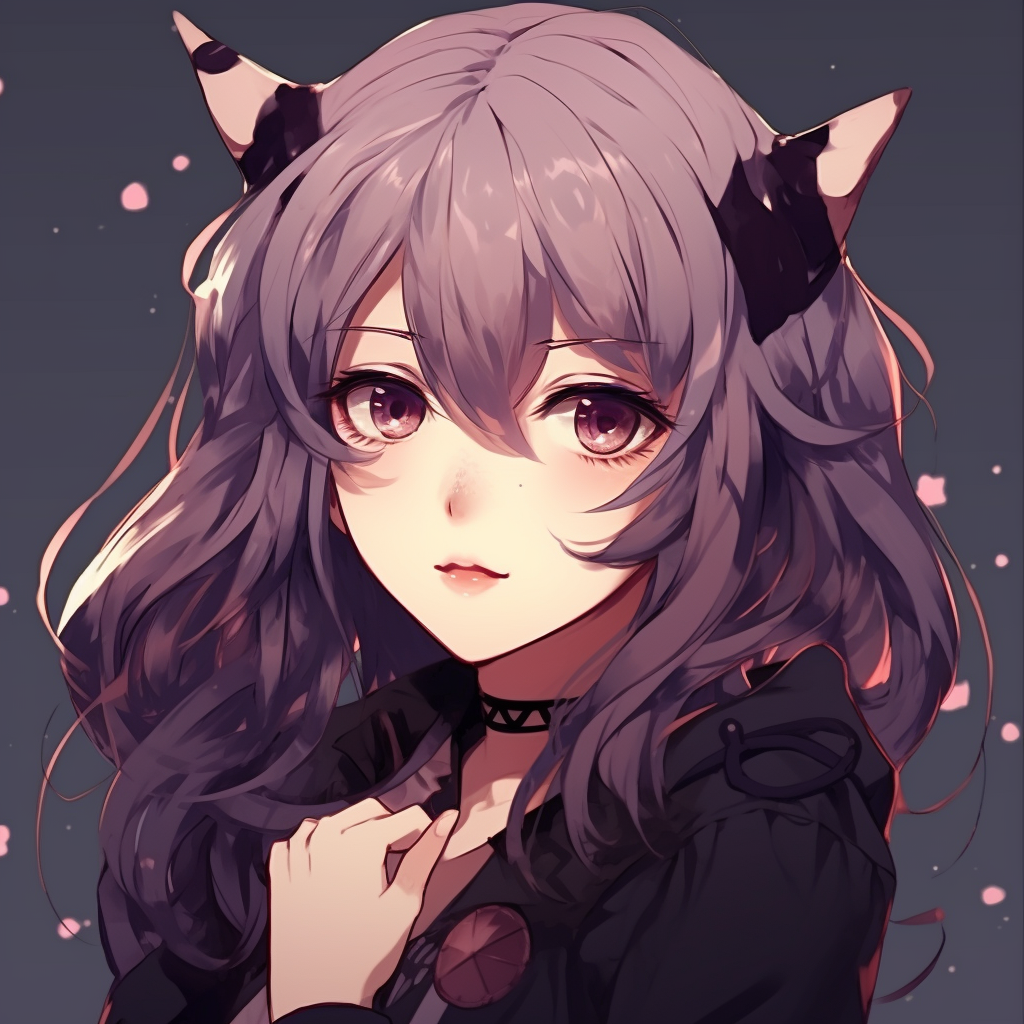 Gothic Anime Egirl with a face mask, monochrome color palette with in-depth shading. cute anime egirl pfp pfp for discord.