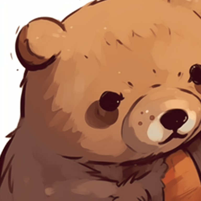 Two bear characters under an umbrella, rain drops detailing and greyish-blue hues. new milk and mocha pfp selections pfp for discord.