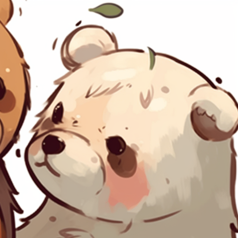 Two bear characters under an umbrella, rain drops detailing and greyish-blue hues. new milk and mocha pfp selections pfp for discord.