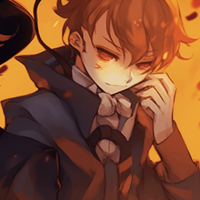 Two characters, Dazai and Chuuya, highlighted against a Halloween-themed backdrop, vibrant colors and gothic motifs. matching pfp dazai chuuya halloween theme pfp for discord.