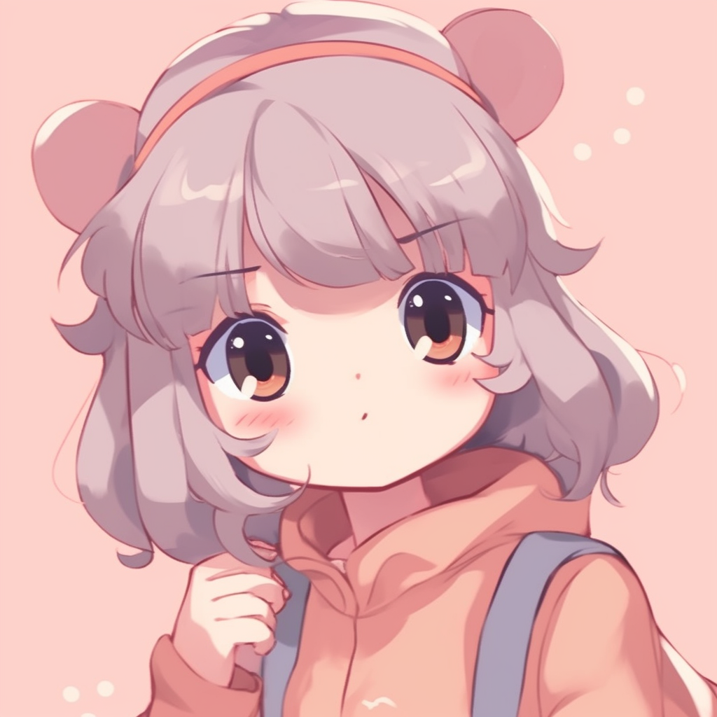 Anime schoolgirl with a playful pout, pastel colors and rounded shapes. idea-driven cute school pfp pfp for discord.
