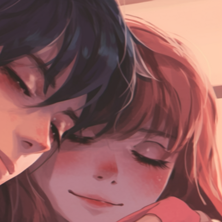 Two characters in a battle-ready pose, the art style featuring vigorous, dynamic lines and strikingly vibrant colors. couple match pfp in art style pfp for discord.