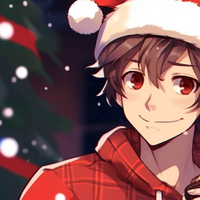 Two characters in knitwear, fine lines and cool winter tones, standing against a coffeehouse backdrop. hipster matching preppy christmas pfp pfp for discord.