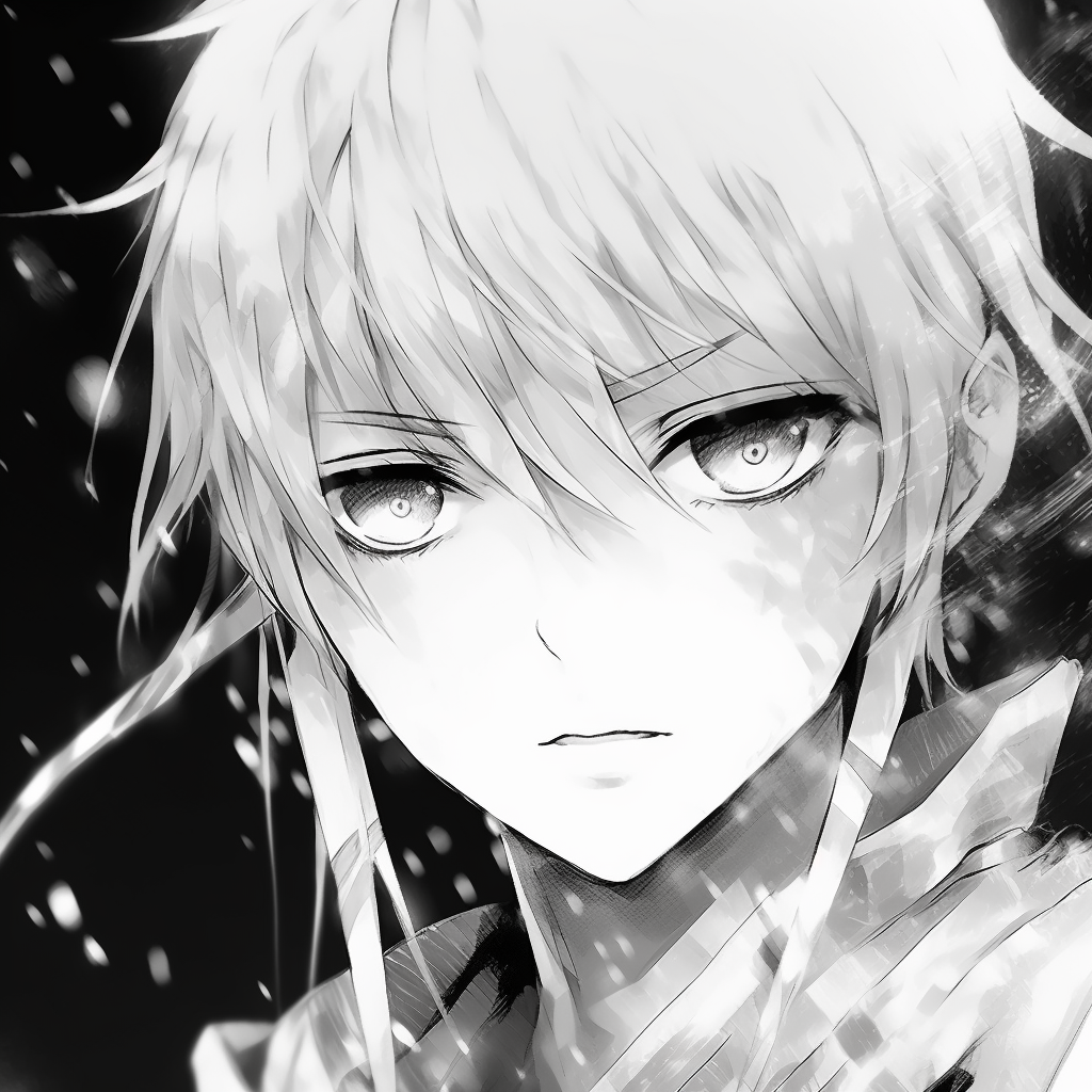 Ichigo masterfully depicted in a monochrome white shade. monochrome white anime pfp