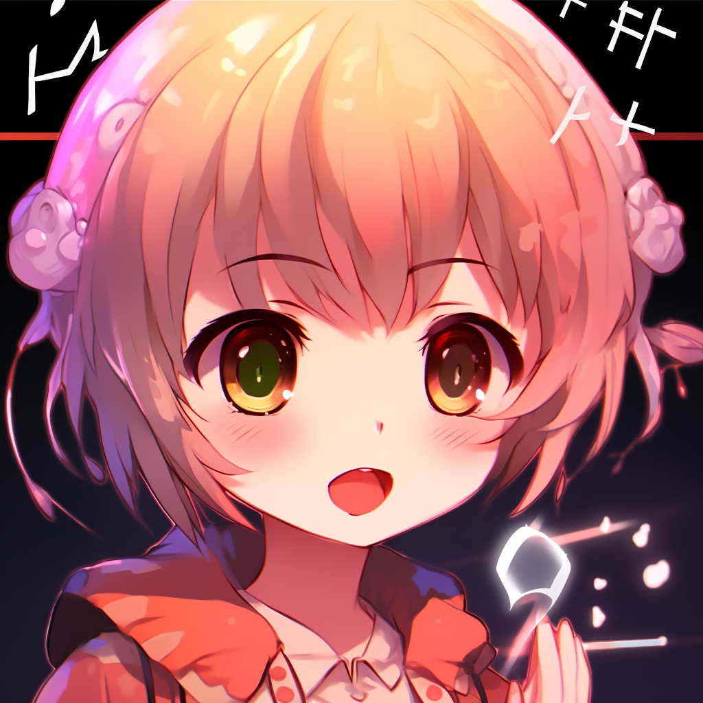 Chibi style anime character with large head and eyes, bright color contrast. anime pfp considered cringe pfp for discord.