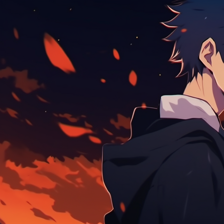 Two characters standing at street intersection, dressed up for Halloween, lit by the warm glow of street lamps. a silent voice anime characters for matching halloween theme pfp pfp for discord.